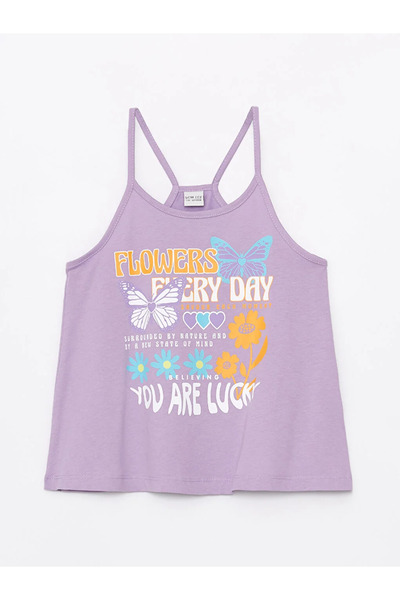 LC Waikiki LCW ECO U-Ausschnitt bedrucktes Träger-Unterhemd für Mädchen