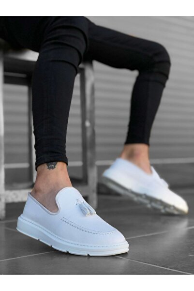 BOA BA0005 Laceless High Sole Classic White Tassel Men's Shoes