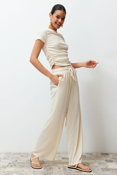 Trendyol Collection Преміум-штани Tas з широкими штанинами Stretch Orme TWOSS24PL00054
