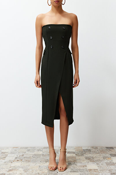 Trendyol Collection Khaki Flat Buttoned Bez ramínek Wrap Flexibilní TWOSS24EL00426