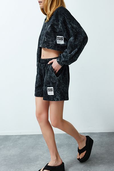 Edit by Trendyol Anthracite Regular Knitted Top and Bottom Set TEDSS24AU00004