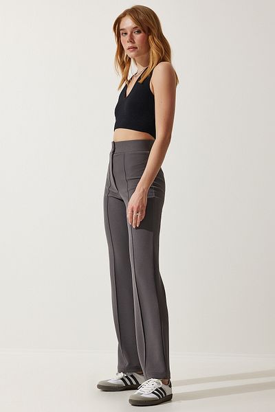 Happiness İstanbul Women's Smoked High Waist Lycra Comfortable Knitted Trousers RV00090