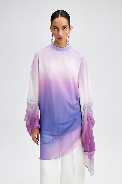 Touché Privé CHIFFON TUNIC WITH SLEEVE AND SKIRT DETAIL