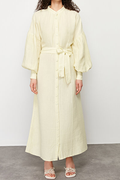 Trendyol Modest Φόρεμα μονόχρωμο μανίκι με μπαλόνι με μονόχρωμη επένδυση TCTSS24EB00164