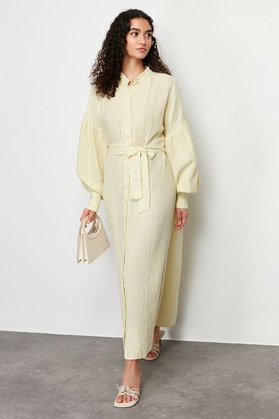 Trendyol Modest Φόρεμα μονόχρωμο μανίκι με μπαλόνι με μονόχρωμη επένδυση TCTSS24EB00164