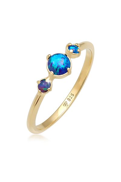 ELLI Prsten Trend Bandring Trio Geo Vintage Opale 925 Stříbrný
