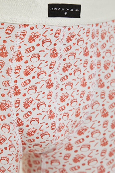 Trendyol Collection Πολύχρωμα βαμβακερά κουτιά με μοτίβο τροφίμων TMNSS24BX00007