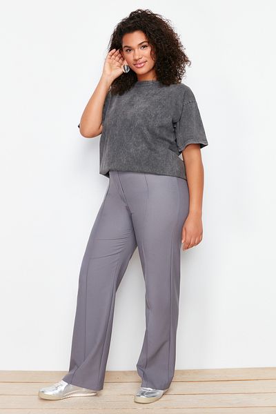 Trendyol Curve Graue Webhose mit hoher Taille und weitem Bein - TBBAW24AR00032