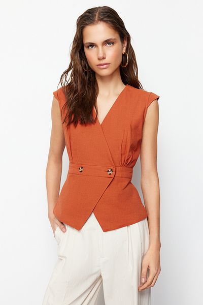 Trendyol Collection Dlaždicová tkaná kostěná blůza TWOSS20BZ0707