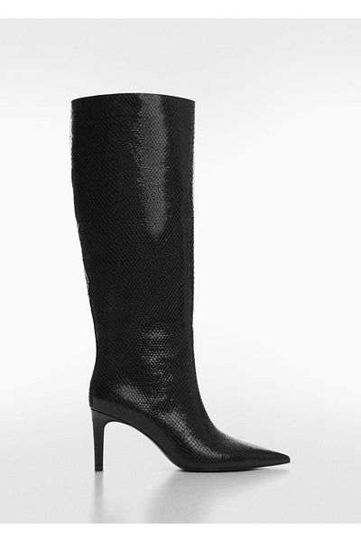 MANGO Woman Stiefel mit Absatz und Tiermuster
