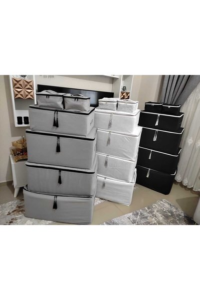 Generic Brand Tasseled STORAGE BAG SET GRAY