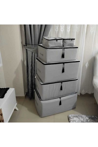 ATLAS HURÇ Gray Tasseled Bag Set