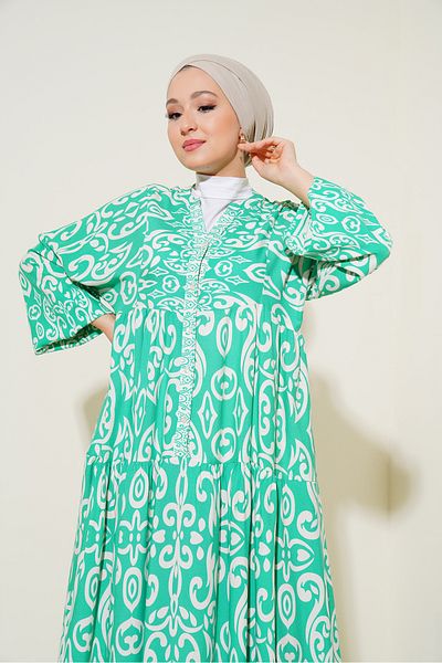 Bigdart 2423 فستان منقوش أصلي - C.Green