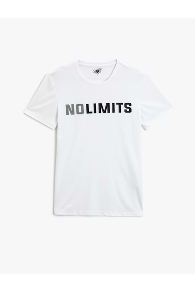 Koton Ανδρικά ρούχα με σλόγκαν με στάμπα αθλητικό μπλουζάκι Crew λαιμόκοψη αν...