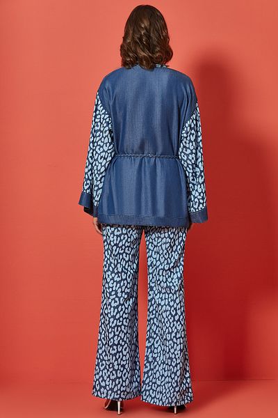 Guitar Kimono albastru cu detaliu curea