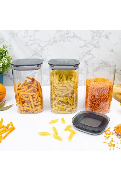 bizdeneve 3-Piece 1.1 Lt. Square Food Container, Storage Container Set