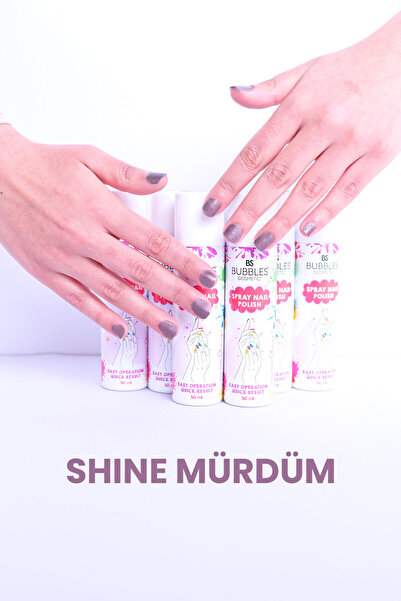 bs bubbles cosmetic Sprey Oje Simli Shine Mürdüm 50 ml Parlatıcı 11 ml Salla Püskürt Parlat Yıka