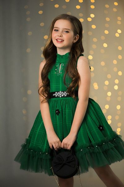 Ribbon kids δερμάτινο βραδινό φόρεμα τριαντάφυλλα