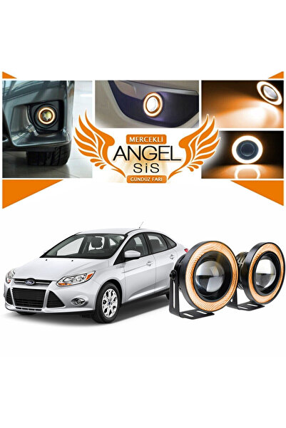 Furens Ford Focus 3 Uyumlu, Universal Mercekli Led Angel Sis Farı, 76mm Turun...
