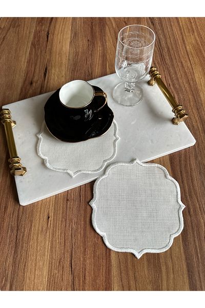 Nurhanhome 2 τμχ Premium λινό ύφασμα άκρες κέντημα Επεξεργασία Coffee Side Cocktail Παρουσίαση χαρτοπετσέτα