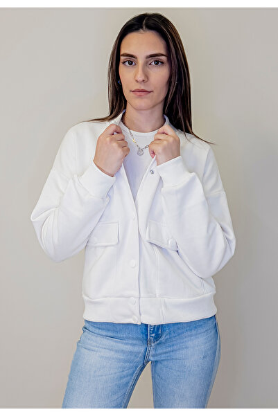 Eclatice Jachetă scurtă de colegiu cu trei fire cu închidere cu capse