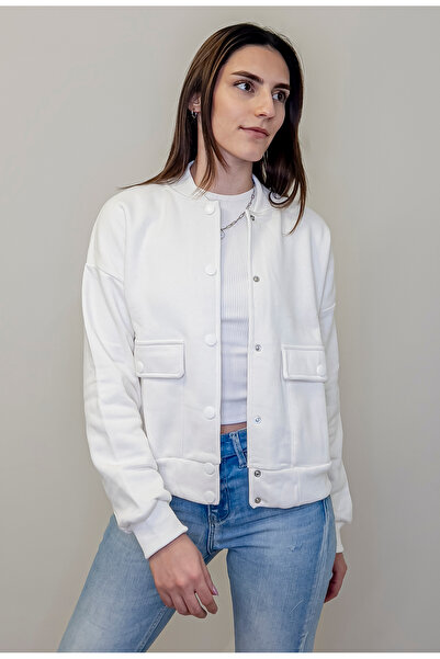 Eclatice Jachetă scurtă de colegiu cu trei fire cu închidere cu capse