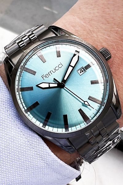 Ferrucci Men's Wristwatch 3 Atm Waterproof Smoke Color Steel Cord