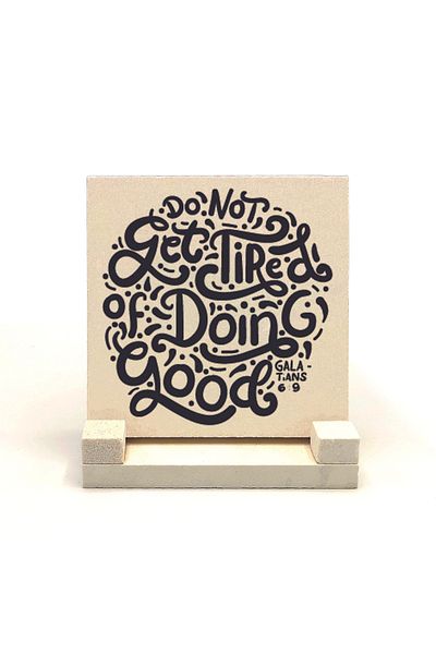 BAKSEPETE Galatians 6:9 Verse Printed Natural Stone Desktop 10x10 Krg-125