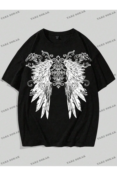 Tarzsokak Tricou pentru bărbați cu gât rotund cu imprimeu cu aripi KOD Trend ...