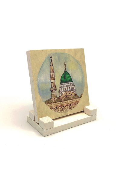 Sadrazam Настолна поставка от естествен камък с щампа Masjid an-Nabawi 10x10 Krg-79