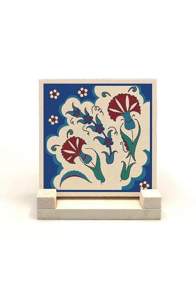 Sadrazam Suport de birou din piatră naturală imprimat cu model de plăci otomane Iznik 10x10 Kd-37