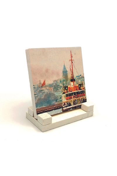 Sadrazam Επιτραπέζια θήκη Istanbul Steamer Printed Natural Stone 10x10 Krt-33
