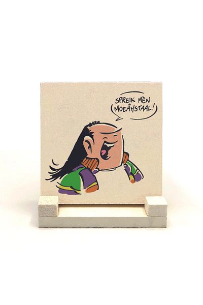 BAKSEPETE Haagse Harry Netherlands Cartoon Character Printed Natural Stone Desktop 10x10 Krg-43
