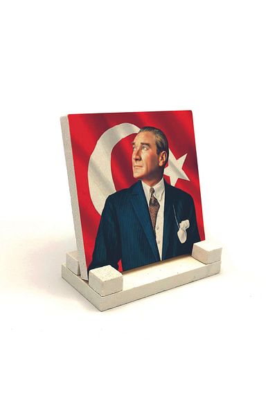 Sadrazam Ataturk Printed Natural Stone Desktop 10x10 Krt-99