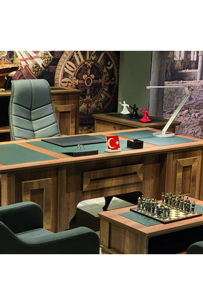 Sadrazam Türkiye Flag Printed Natural Stone Desktop Organizer 10x10 Krt-98