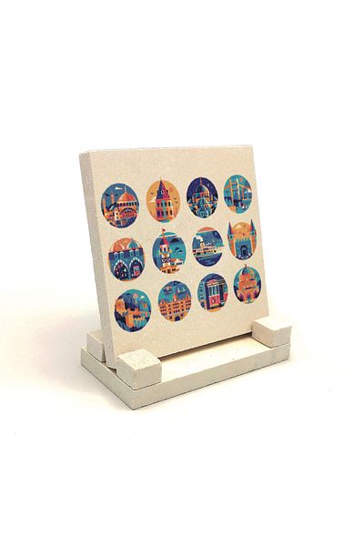 Sadrazam Επιτραπέζια θήκη από φυσική πέτρα Istanbul Printed 10x10 Krt-55