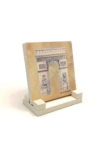 BAKSEPETE Triumphal Arch De Triomphe Printed Natural Stone Desktop 10x10 Krg-4