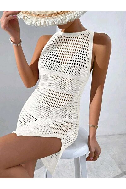 SolQ Αμάνικο φόρεμα παραλίας με διάτρητο σχέδιο μπικίνι με λαιμόκοψη