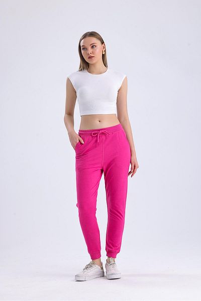 Miss Murem Stringed Waist Stitched Trousers-PINK