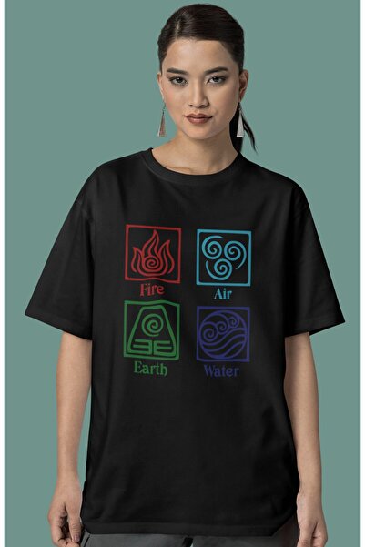Fuddy Moda Unisex Avatar serija Štampano majica, Avatar Vatra Voda Zemlja Vaz...