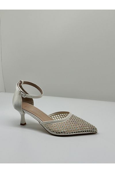 KARVENSHOES Karven38 Stone Covered Skin Color Short Heel Stiletto
