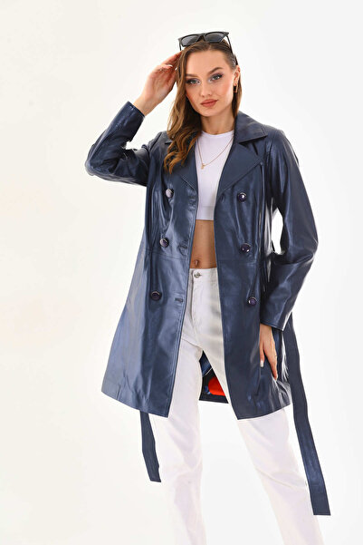 Metins Leather Kadın Deri Trençkot
