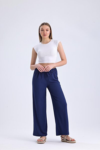 Miss Murem Wide Leg Raschel Trousers-NDIGO