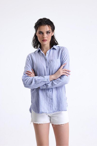 Miss Murem Bennu Striped Cotton Tassel Shirt-SAKS THIN LINE
