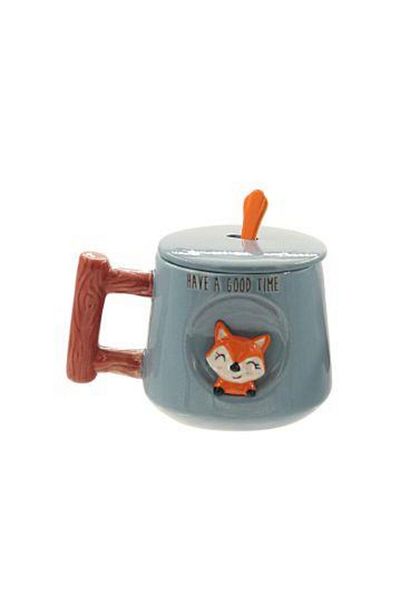 The Mia Fox Mug with Lid and Spoon 370 ml