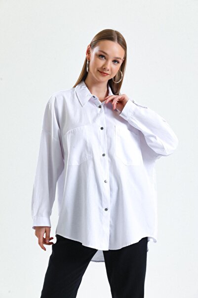 Miss Murem Aleyna Snap Shirt-white