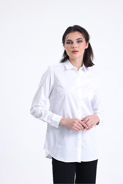 Miss Murem Back Embroidered Sprout Shirt-WHITE