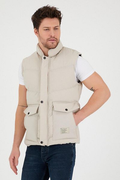 Stilkombin Embroidered Puffer Vest with Pocket Cover BL 1455