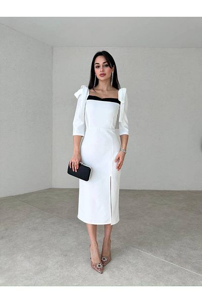GİZONLY Rochie lungă dreaptă cu detaliu linie