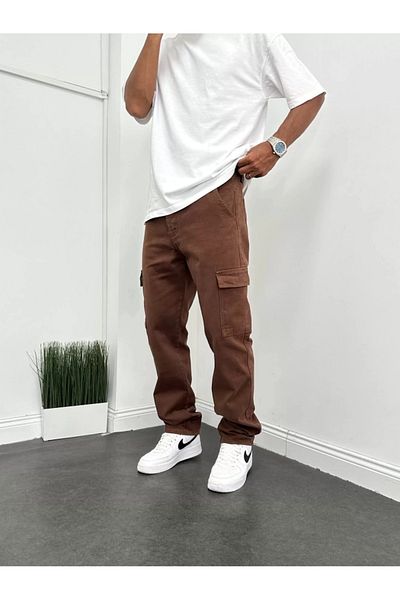 ElitWear Men's Gabardine Baggy Pants with Cargo Pockets